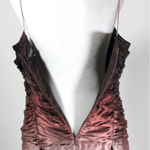 Y2K Rampage Satin Fairycore Ruched Sleeveless Ombre Dress Asymmetrical Hem - Picture 6 of 10